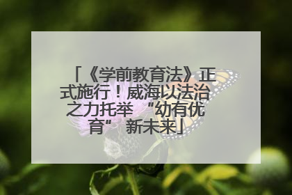 《学前教育法》正式施行！威海以法治之力托举 “幼有优育” 新未来