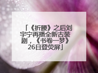 《折腰》之后刘宇宁再播全新古装剧，《书卷一梦》26日登荧屏