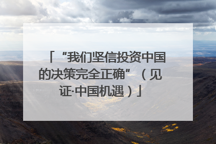 “我们坚信投资中国的决策完全正确”（见证·中国机遇）
