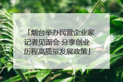 烟台举办民营企业家记者见面会 分享创业历程高质量发展政策