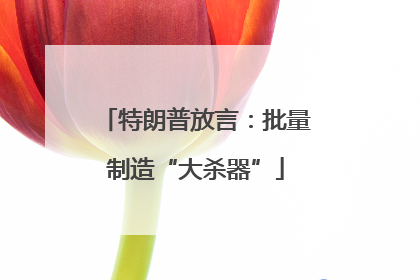 特朗普放言：批量制造“大杀器”