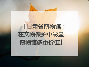 甘肃省博物馆：在文物保护中彰显博物馆多重价值
