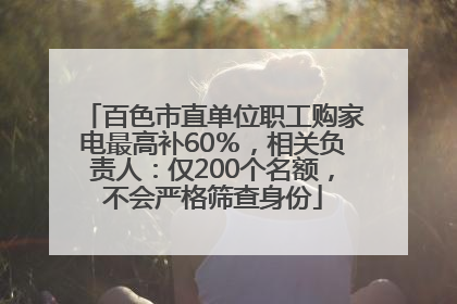 百色市直单位职工购家电最高补60％，相关负责人：仅200个名额，不会严格筛查身份