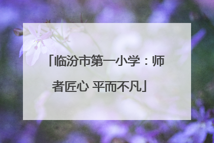 临汾市第一小学：师者匠心 平而不凡