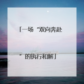 一场“双向奔赴”的执行和解