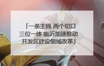 一条主线 两个切口 三位一体 临沂加速推动开发区建设领域改革