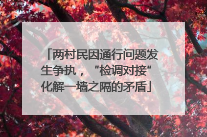 两村民因通行问题发生争执，“检调对接”化解一墙之隔的矛盾