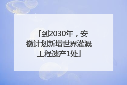 到2030年，安徽计划新增世界灌溉工程遗产1处