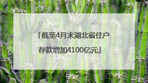 截至4月末湖北省住户存款增加4100亿元