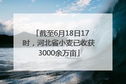 截至6月18日17时，河北省小麦已收获3000余万亩