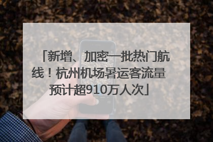 新增、加密一批热门航线！杭州机场暑运客流量预计超910万人次
