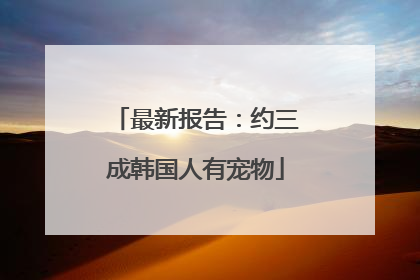 最新报告：约三成韩国人有宠物