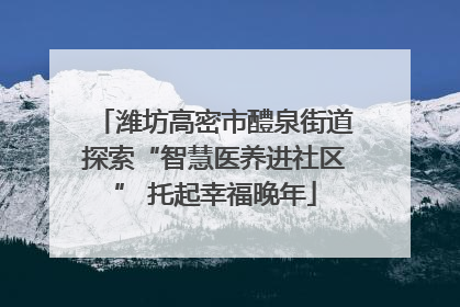 潍坊高密市醴泉街道探索“智慧医养进社区” 托起幸福晚年