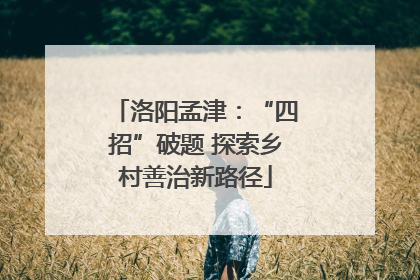 洛阳孟津：“四招”破题 探索乡村善治新路径