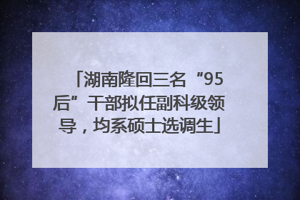 湖南隆回三名“95后”干部拟任副科级领导，均系硕士选调生