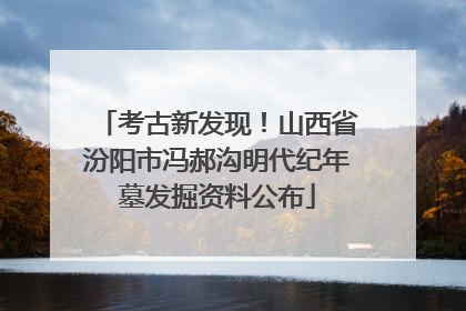 考古新发现！山西省汾阳市冯郝沟明代纪年墓发掘资料公布