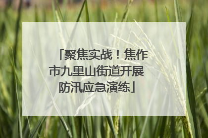 聚焦实战！焦作市九里山街道开展防汛应急演练