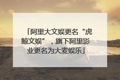 阿里大文娱更名“虎鲸文娱”，旗下阿里影业更名为大麦娱乐