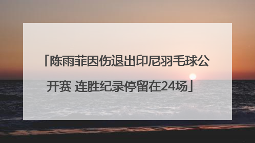 陈雨菲因伤退出印尼羽毛球公开赛 连胜纪录停留在24场