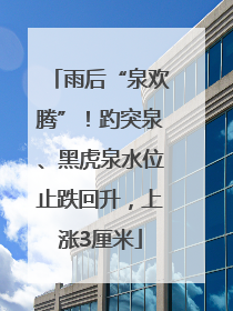 雨后“泉欢腾”！趵突泉、黑虎泉水位止跌回升，上涨3厘米