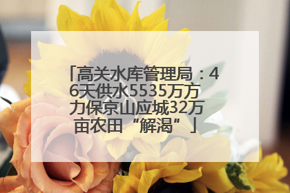 高关水库管理局：46天供水5535万方 力保京山应城32万亩农田“解渴”