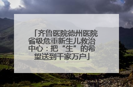 齐鲁医院德州医院省级危重新生儿救治中心：把“生”的希望送到千家万户