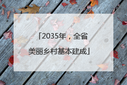 2035年，全省美丽乡村基本建成